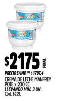Supermercados Yaguar Manfrey pote crema de leche oferta