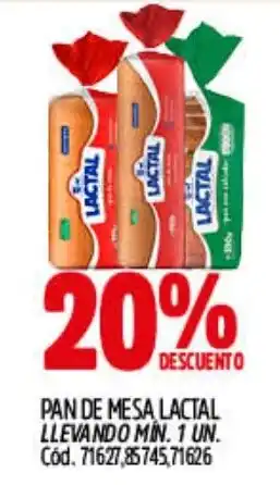 Supermercados Yaguar Lactal pan de mesa oferta