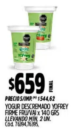 Supermercados Yaguar Yofrey yogur descremado firme fru/vai oferta