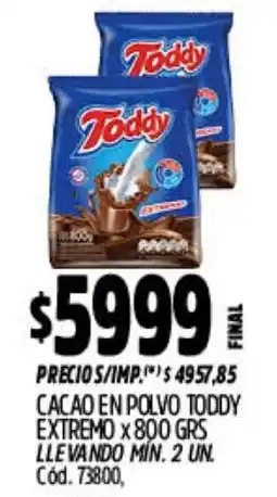 Supermercados Yaguar Toddy cacao en polvo extremo oferta