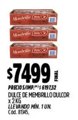 Supermercados Yaguar Dulcor dulce de membrillo oferta