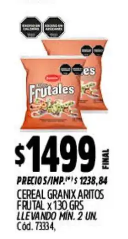 Supermercados Yaguar Aritos frutal cereal granix oferta