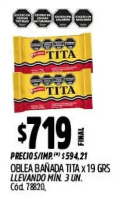 Supermercados Yaguar Tita oblea bañada oferta