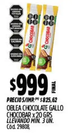 Supermercados Yaguar Gallo chocobar oblea chocolate oferta