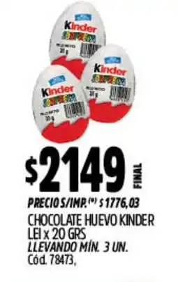 Supermercados Yaguar Kinder lei chocolate huevo oferta