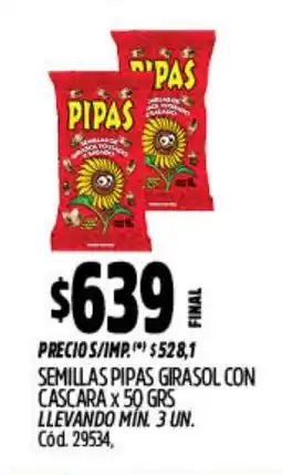Supermercados Yaguar Pipas semillas girasol con cascara oferta