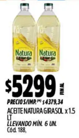 Supermercados Yaguar Natura aceite girasol oferta