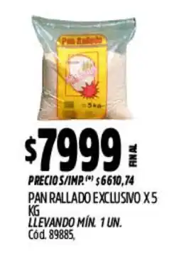 Supermercados Yaguar Pan rallado exclusivo oferta