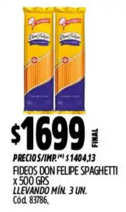 Supermercados Yaguar Don felipe fideos spaghetti oferta