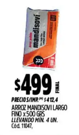 Supermercados Yaguar Mandisovi arroz largo fino oferta