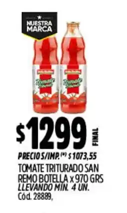 Supermercados Yaguar San remo tomate triturado botella oferta