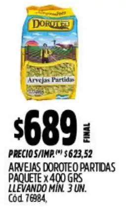 Supermercados Yaguar Doroteo arvejas partidas paquete oferta