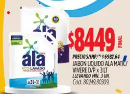 Supermercados Yaguar Ala jabon liquido matic/ vivere d/p oferta