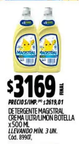 Supermercados Yaguar Magistral detergente crema ultr/limon botella oferta