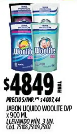 Supermercados Yaguar Woolite jabon liquido d/p oferta