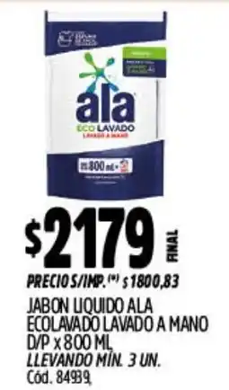Supermercados Yaguar Ala jabon liquido ecolavado lavado a mano d/p oferta