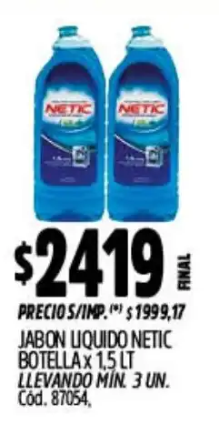 Supermercados Yaguar Netic jabon liquido botella oferta
