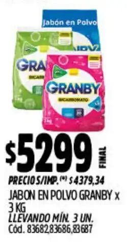Supermercados Yaguar Granby jabón en polvo oferta