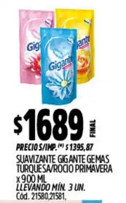 Supermercados Yaguar Gigante suavizante gemas turquesa/rocio primavera oferta