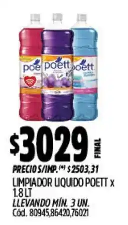 Supermercados Yaguar Poett limpiador liquido oferta