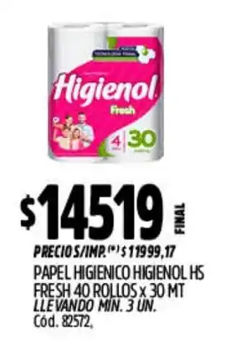 Supermercados Yaguar Higienol papel higienico hs fresh oferta