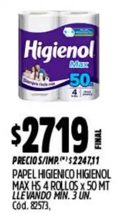 Supermercados Yaguar Higienol papel higienico max hs oferta