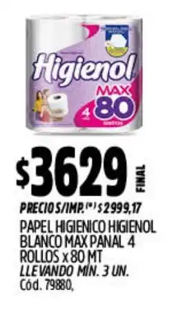 Supermercados Yaguar Higienol papel higienico blanco max panal oferta