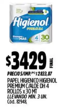 Supermercados Yaguar Higienol papel higienico premium c/aloe dh oferta