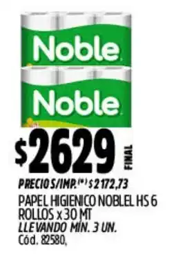 Supermercados Yaguar Noblel papel higienico hs oferta
