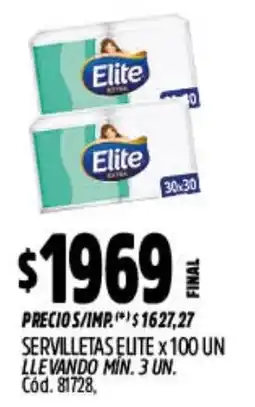 Supermercados Yaguar Elite servilletas oferta