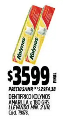Supermercados Yaguar Kolynos dentifrico amarilla oferta