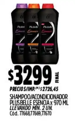 Supermercados Yaguar Plus belle esencia shampoo/acondicionador oferta