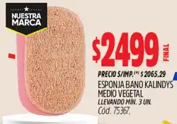 Supermercados Yaguar Esponja bano kalindys medio vegetal oferta