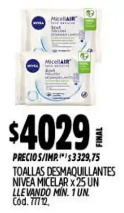 Supermercados Yaguar Nivea toallas desmaquillantes micelar oferta