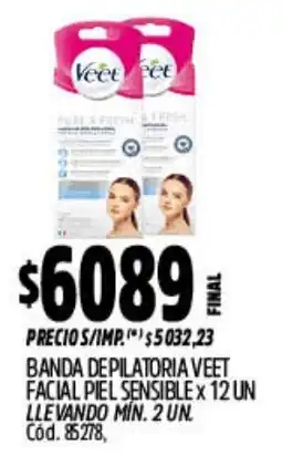 Supermercados Yaguar Veet banda depilatoria facial piel sensible oferta