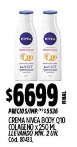 Supermercados Yaguar Nivea crema body Q10 colageno oferta