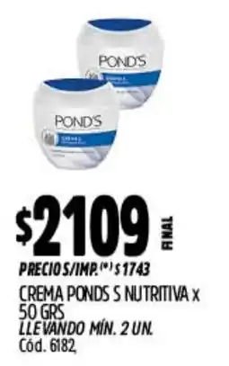 Supermercados Yaguar Pond's crema s nutritiva oferta