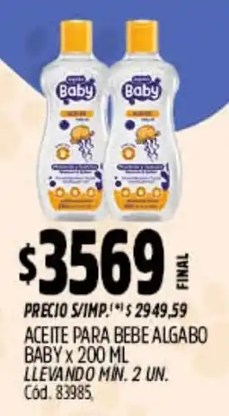 Supermercados Yaguar Algabo baby aceite para bebe oferta