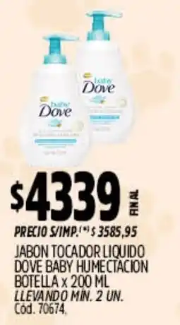 Supermercados Yaguar Dove baby jabon tocador liquido humectacion botella oferta