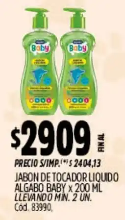 Supermercados Yaguar Algabo baby jabon de tocador liquido oferta