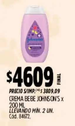 Supermercados Yaguar Johnson's crema bebe oferta
