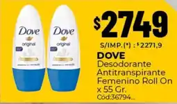 Diarco Dove desodorante antitranspirante femenino roll on oferta