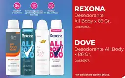 Diarco Rexona/Dove desodorante all body oferta