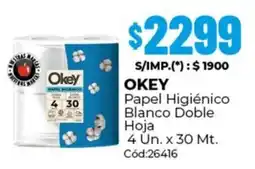 Diarco Okey papel higiénico blanco doble hoja oferta