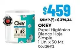 Diarco Okey papel higiénico blanco hoja simple oferta