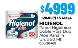 Diarco Higienol papel higiénico doble hoja duo aloe panal oferta