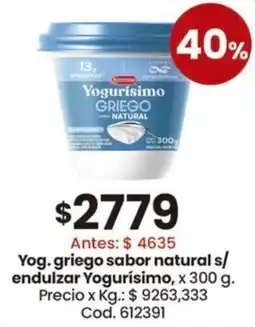 Coto Yogurísimo yog.griego sabor natural s/ endulzar oferta