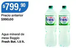 Supermercados Damesco Baggio fresh agua mineral de mesa bot. oferta