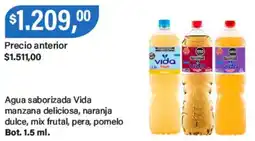 Supermercados Damesco Vida agua saborizada manzana deliciosa, naranja dulce, mix frutal, pera, pomelo bot. oferta