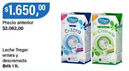 Supermercados Damesco Tregar leche entera y descremada brik oferta